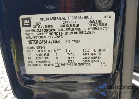 2004 GMC Sierra 1500 Slt from USA, damaged, VIN 2GTEK13T541421458